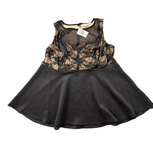 Torrid Lace Corset Peplum‎ Top 00 Black Nude Sheer Bustier Style NWT